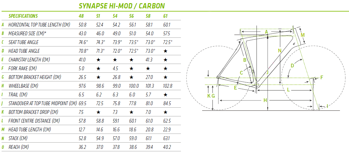 Cannondale Synapse Geometry